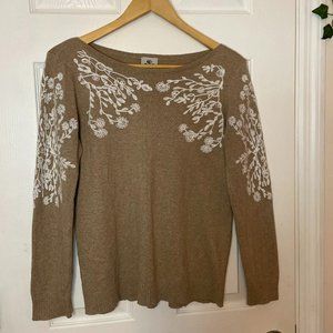 rain + rose Embroidered Boat Neck Sweater